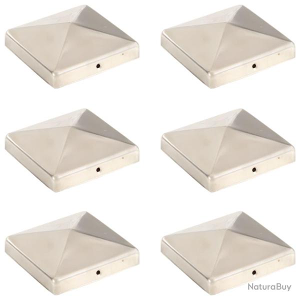 Bouchons de poteau de cl�ture pyramidaux 6 pcs Inox 101x101 mm