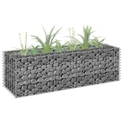 Lit sur&eacute;lev&eacute; &agrave; gabion Acier galvanis&eacute; 90x30x30 cm