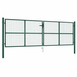 Portail de  en acier grillag&eacute; 400 x 125 cm vert