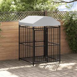 Chenil ext&eacute;rieur avec toit pour chiens 120 x 120 x 150 cm