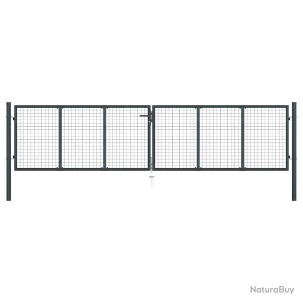Portail de  grillag� en acier galvanis� gris 400 x 75 cm