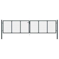 Portail de  grillag&eacute; en acier galvanis&eacute; gris 400 x 100 cm
