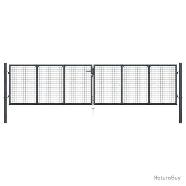 Portail de  grillag� en acier galvanis� gris 400 x 100 cm