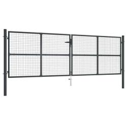 Portail de  grillag&eacute; en acier galvanis&eacute; gris 400 x 125 cm