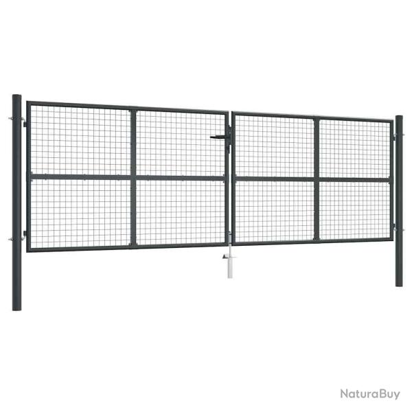 Portail de  grillag� en acier galvanis� gris 400 x 125 cm