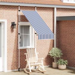 Auvent r&eacute;tractable manuel 100 cm Rayures bleues et blanches