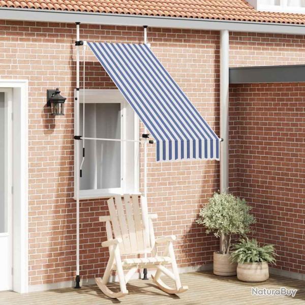 Auvent r�tractable manuel 100 cm Rayures bleues et blanches
