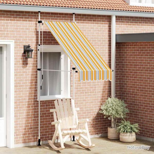 Auvent r�tractable manuel 100 cm Rayures jaunes et bleues