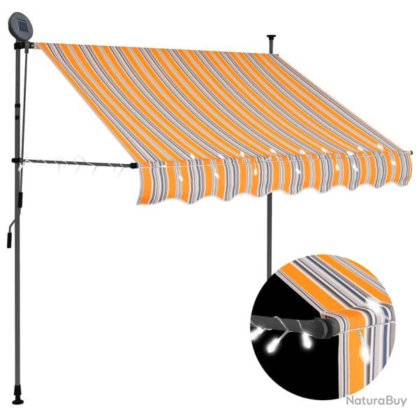Auvent manuel r�tractable avec LED 200 cm Jaune et bleu
