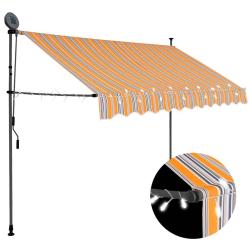 Auvent manuel r&eacute;tractable avec LED 250 cm Jaune et bleu