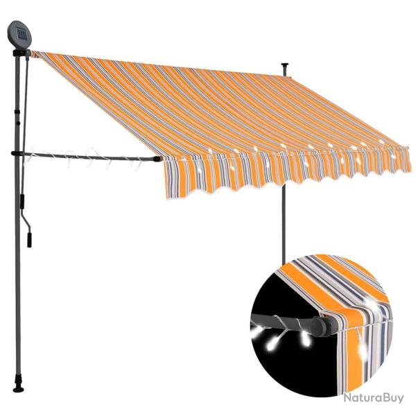Auvent manuel r�tractable avec LED 250 cm Jaune et bleu