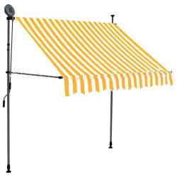 Auvent manuel r&eacute;tractable avec LED, blanc et orange, pour la terrasse, 150 cm