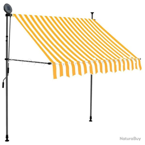 Auvent manuel r�tractable avec LED, blanc et orange, pour la terrasse, 150 cm