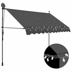 Auvent manuel r&eacute;tractable avec LED 300 cm Anthracite