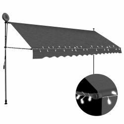 Auvent manuel r&eacute;tractable avec LED 400 cm Anthracite