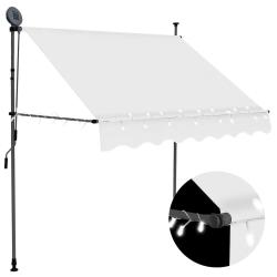 Auvent manuel r&eacute;tractable avec LED 100 cm Cr&egrave;me