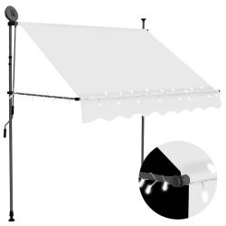 Auvent manuel r&eacute;tractable avec LED 200 cm Cr&egrave;me