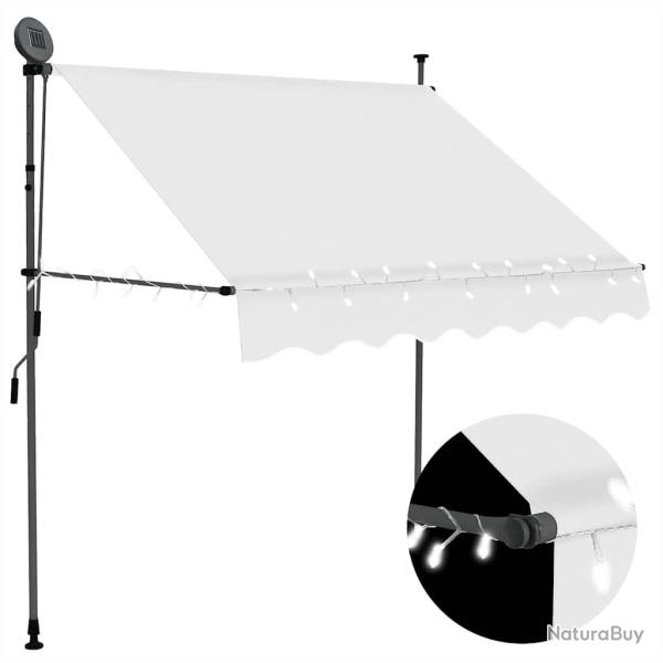 Auvent manuel r�tractable avec LED 200 cm Cr�me