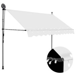 Auvent manuel r&eacute;tractable avec LED 250 cm Cr&egrave;me