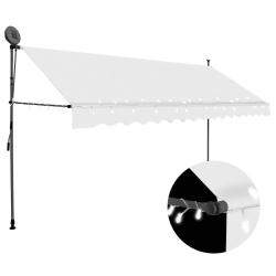 Auvent manuel r&eacute;tractable avec LED 400 cm Cr&egrave;me
