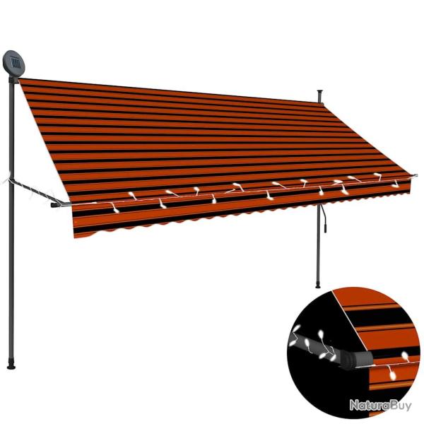 Auvent manuel r�tractable avec LED 300 cm Orange et marron