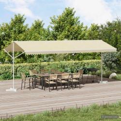 Auvent sur pied, cr&egrave;me, pour la terrasse, 600 &times; 300 cm