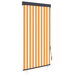 Store roulant d'ext&eacute;rieur 100x250 cm Blanc et orange
