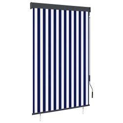 Store roulant d'ext&eacute;rieur 120x250 cm Bleu et blanc