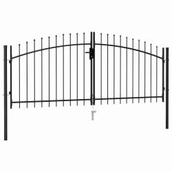 Portail de cl&ocirc;ture Woerden &agrave; double porte avec pointes sup&eacute;rieures 299,5 x 174,5 cm