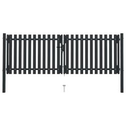Portail double en acier 300 x 75 cm anthracite