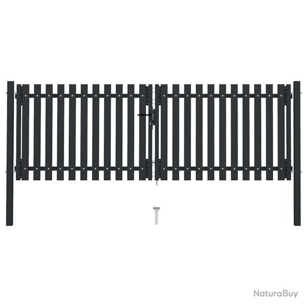Portail double en acier 300 x 75 cm anthracite