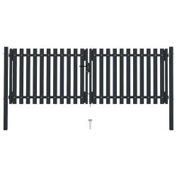 Portail double en acier 300 x 125 cm anthracite