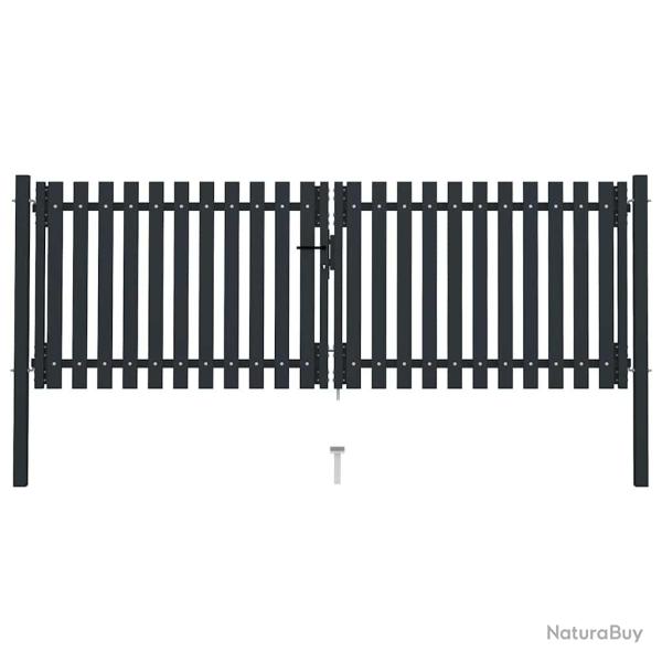 Portail double en acier 300 x 125 cm anthracite