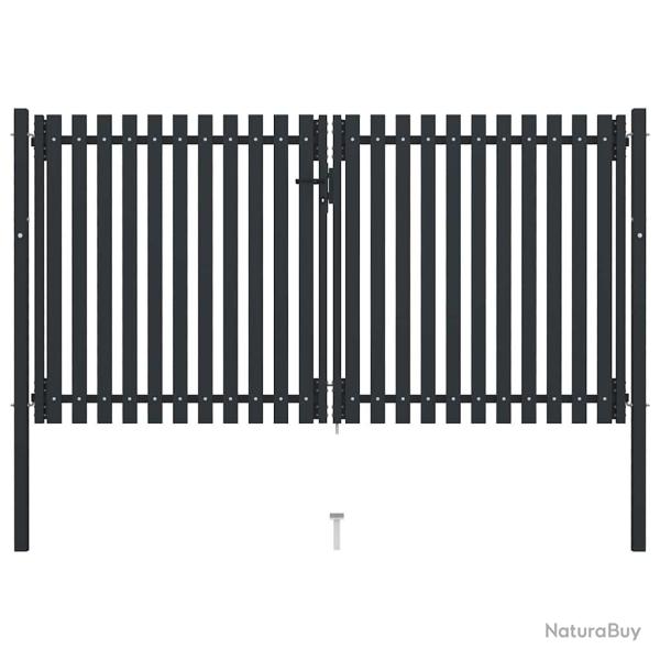 Portail double en acier 300 x 175 cm anthracite