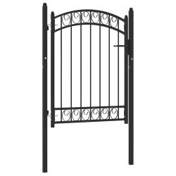 Portail de cl&ocirc;ture EMMEN avec partie sup&eacute;rieure cintr&eacute;e, acier 100&nbsp;x&nbsp;98,5&nbsp;cm, noir