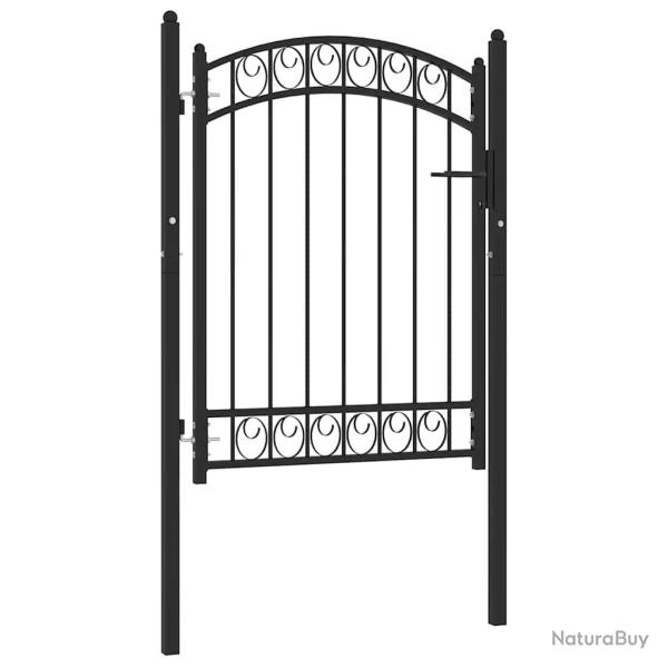 Portail de cl�ture EMMEN avec partie sup�rieure cintr�e, acier 100�x�98,5�cm, noir