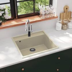 &Eacute;vier de cuisine avec trou de trop-plein Beige Granit