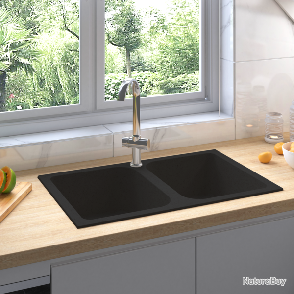 �vier de cuisine Noir 76 x 48 x 30 cm Quartz et r�sine