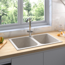 &Eacute;vier de cuisine Beige 76 x 48 x 30 cm Quartz et r&eacute;sine