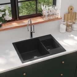 &Eacute;vier de cuisine et deux lavabos trou de trop-plein Noir Granit