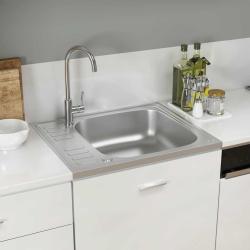 &Eacute;vier de cuisine et &eacute;gouttoir argent&eacute; 600x500x155 mm inox