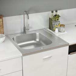 Jeu d'&eacute;vier de cuisine et &eacute;gouttoir argent&eacute; 600x600x155 mm inox