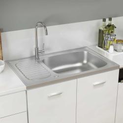 Jeu d'&eacute;vier de cuisine et &eacute;gouttoir argent&eacute; 800x500x155 mm inox