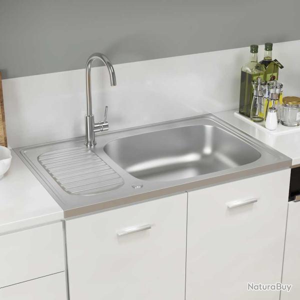 Jeu d'�vier de cuisine et �gouttoir argent� 800x500x155 mm inox