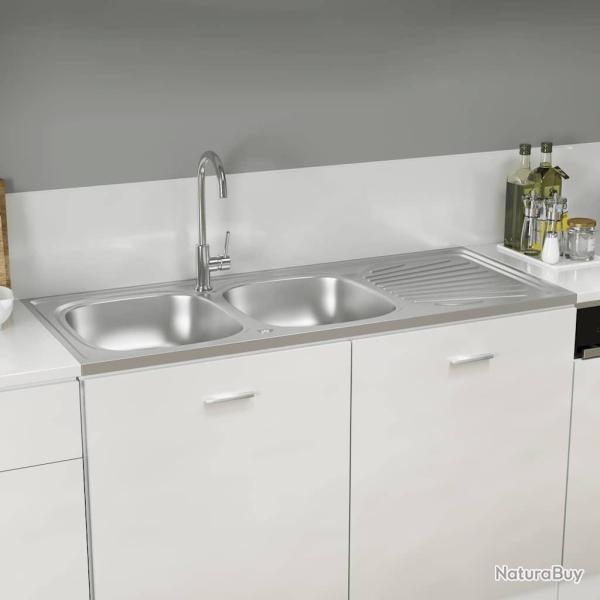 �vier de cuisine � double �vier argent� 1200x500x155 mm inox