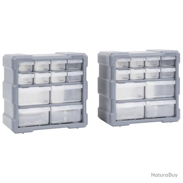 Organisateurs multi-tiroirs avec 12 tiroirs 2 pcs 26,5x16x26 cm