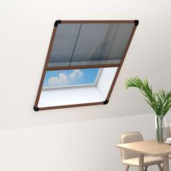 Moustiquaire pliss&eacute;e pour fen&ecirc;tre Aluminium Marron 60x80 cm