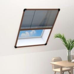 Moustiquaire pliss&eacute;e pour fen&ecirc;tre Aluminium Marron 80x100 cm
