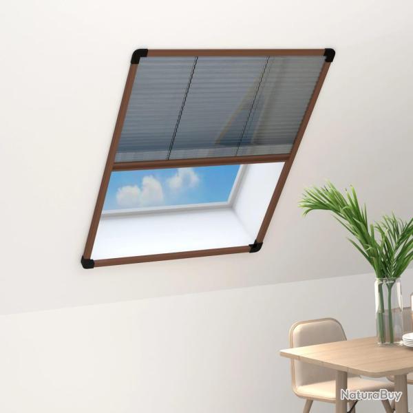Moustiquaire pliss�e pour fen�tre Aluminium Marron 80x100 cm