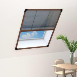 Moustiquaire pliss&eacute;e pour fen&ecirc;tre Aluminium Marron 80x120 cm